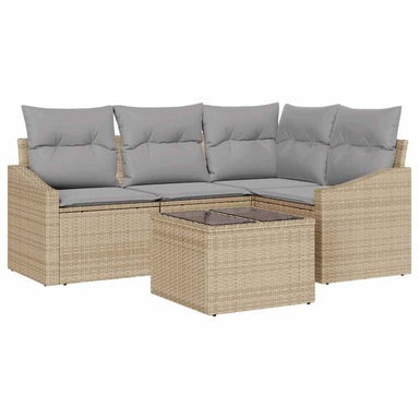 Tuinbankenset 5 st Beige en Licht Grijs poly rattan