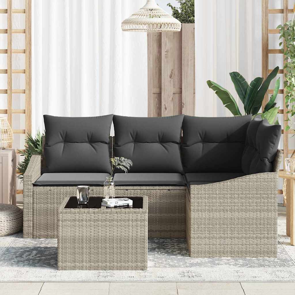 Tuinbankenset 5 st Lichtgrijs poly rattan