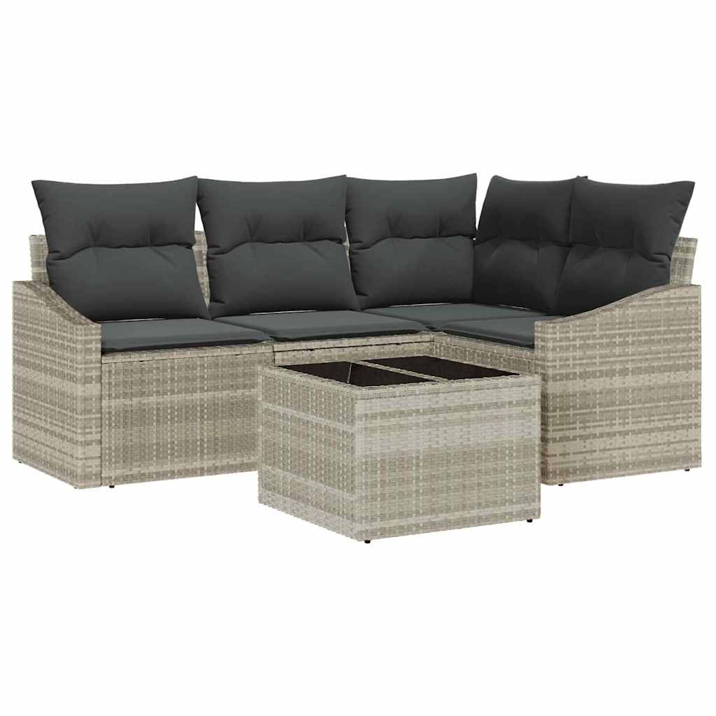 Tuinbankenset 5 st Lichtgrijs poly rattan