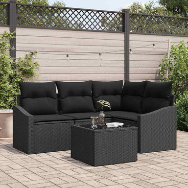 Tuinbankenset 5 st Zwart poly rattan