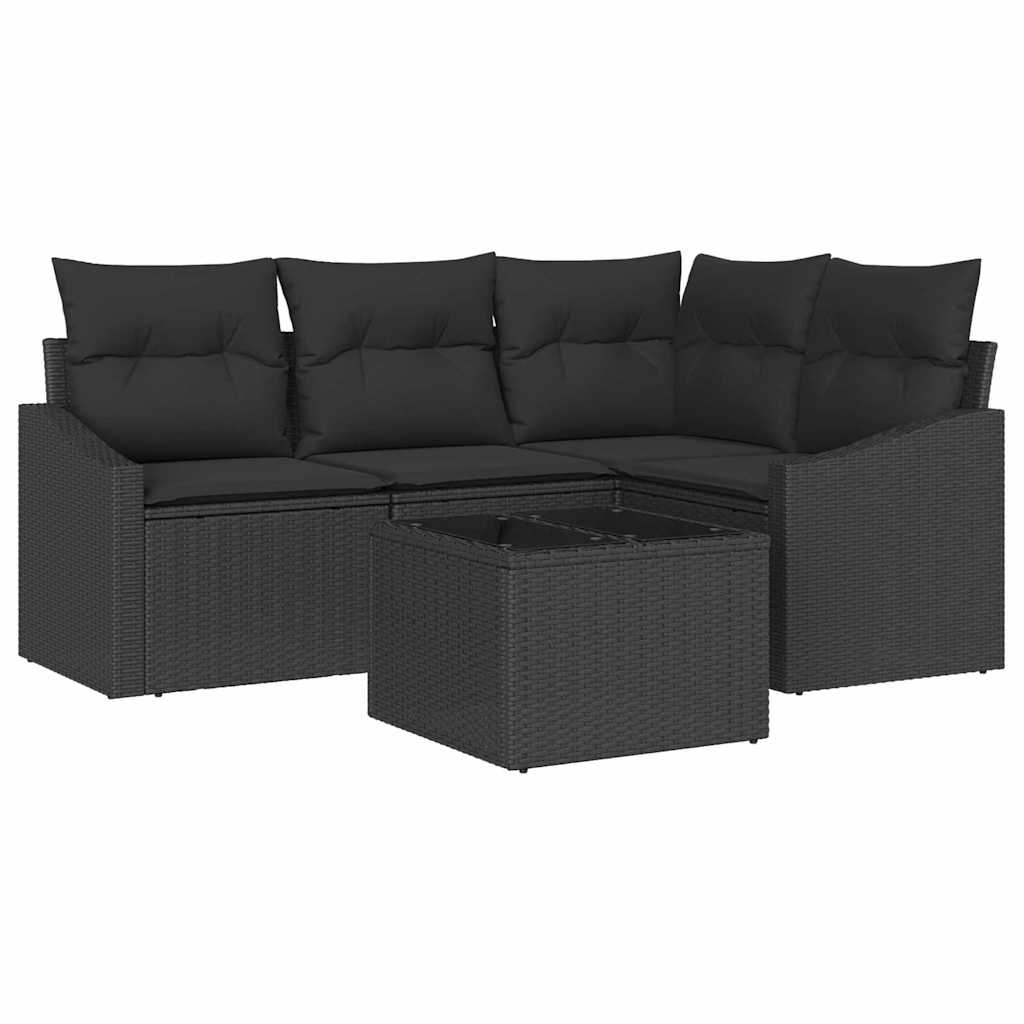 Tuinbankenset 5 st Zwart poly rattan