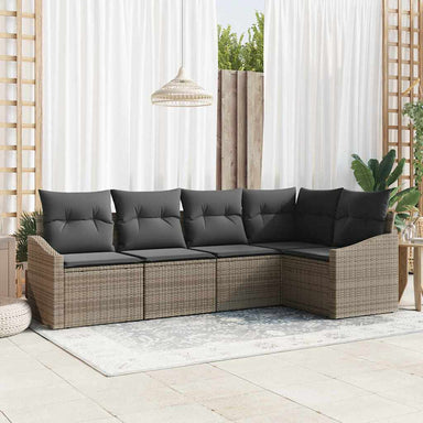 Tuinbankenset 5 st Grijs poly rattan
