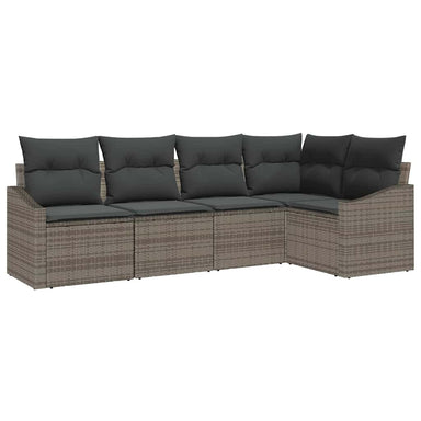 Tuinbankenset 5 st Grijs poly rattan