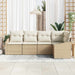 Tuinbankenset 5 st Beige en Wit poly rattan