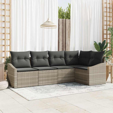 Tuinbankenset 5 st Lichtgrijs poly rattan