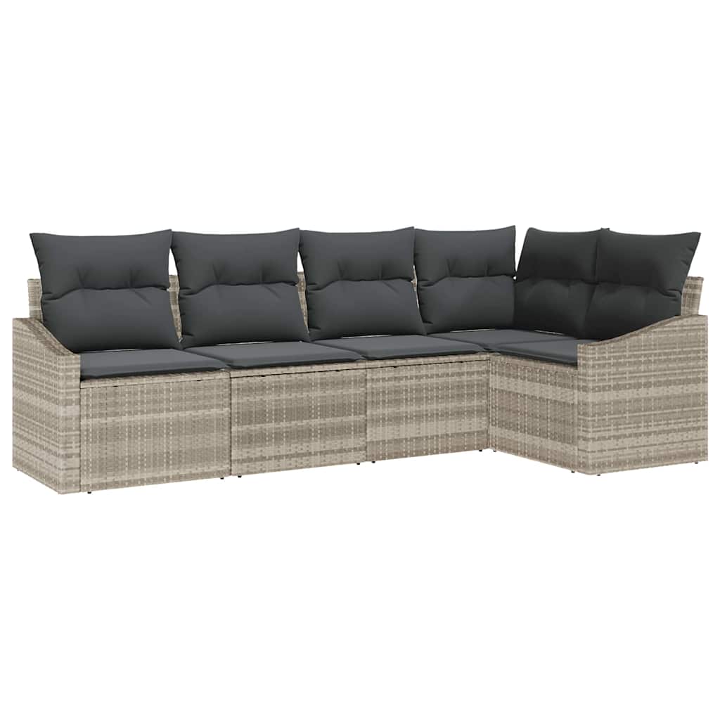 Tuinbankenset 5 st Lichtgrijs poly rattan