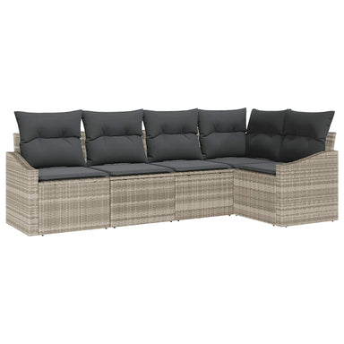 Tuinbankenset 5 st Lichtgrijs poly rattan
