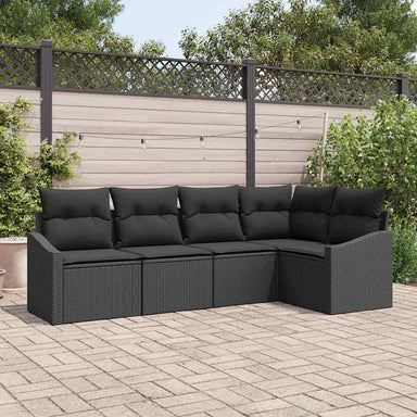 Tuinbankenset 5 st Zwart poly rattan