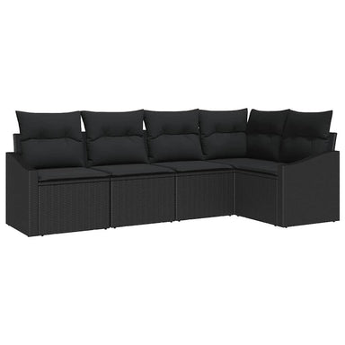 Tuinbankenset 5 st Zwart poly rattan
