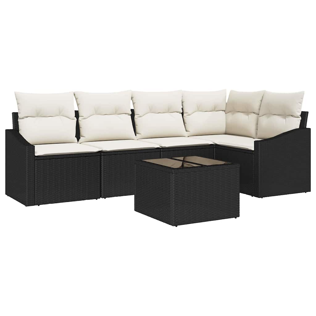 Tuinbankenset 6 st Bruin en Crème poly rattan