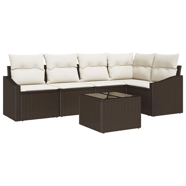 Tuinbankenset 6 st Bruin en Crème poly rattan