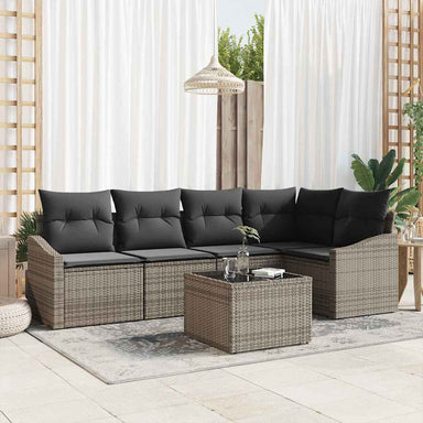 Tuinbankenset 6 st Lichtgrijs poly rattan