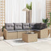 Tuinbankenset 6 st Beige en Licht Grijs poly rattan