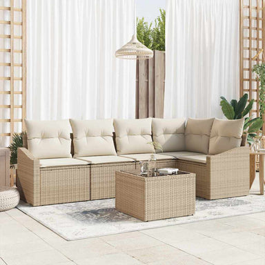 Tuinbankenset 6 st Beige en Crème poly rattan