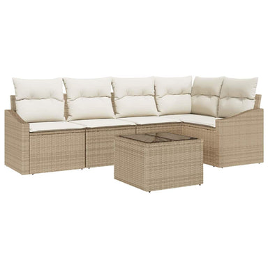 Tuinbankenset 6 st Beige en Crème poly rattan
