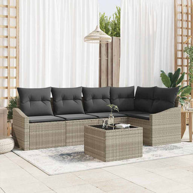 Tuinbankenset 6 st Lichtgrijs poly rattan
