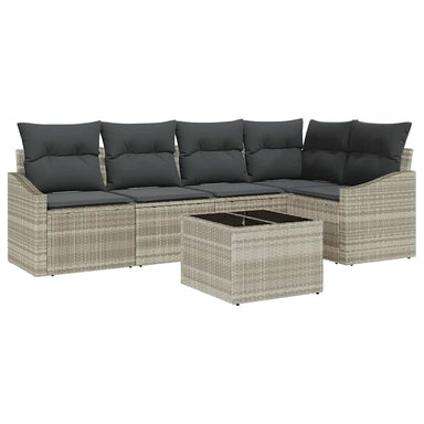 Tuinbankenset 6 st Lichtgrijs poly rattan