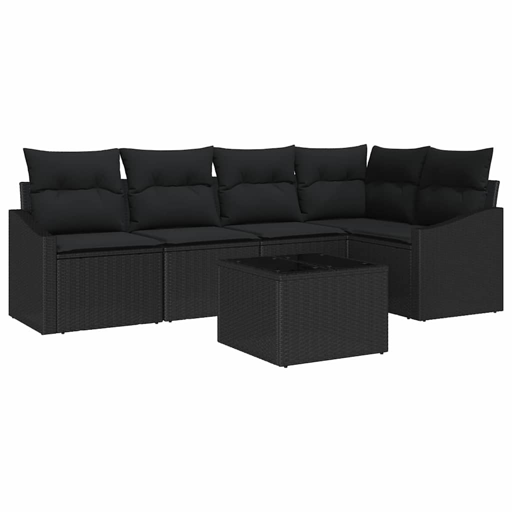 Tuinbankenset 6 st Zwart poly rattan