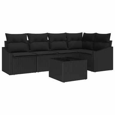 Tuinbankenset 6 st Zwart poly rattan