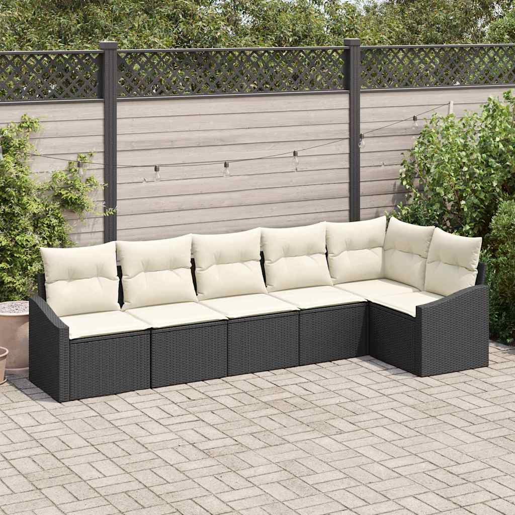 Tuinbankenset 6 st Zwart en Wit poly rattan