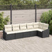 Tuinbankenset 6 st Zwart en Wit poly rattan