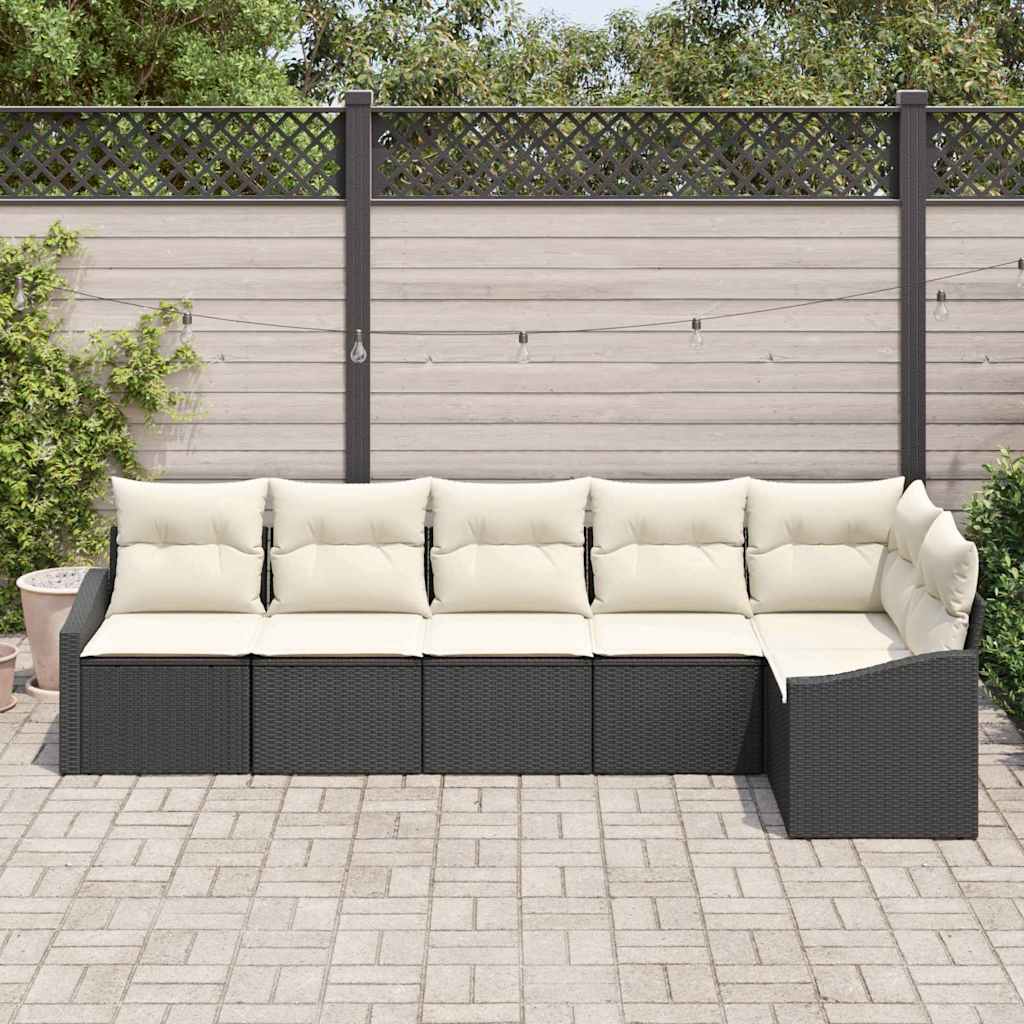 Tuinbankenset 6 st Zwart en Wit poly rattan