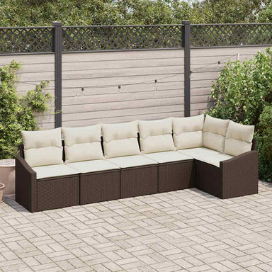 Tuinbankenset 6 st Bruin en wit poly rattan