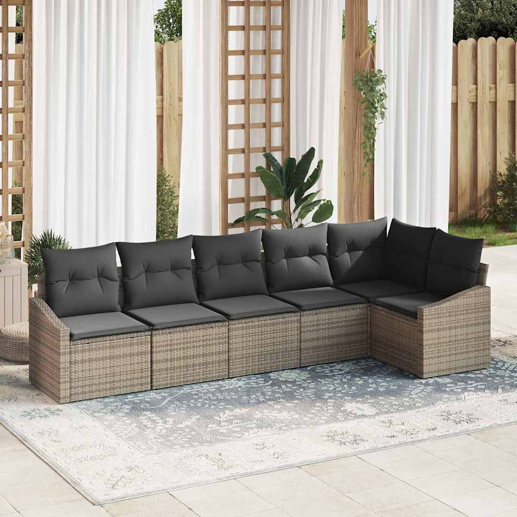 Tuinbankenset 6 st Grijs poly rattan
