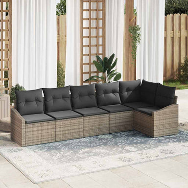 Tuinbankenset 6 st Grijs poly rattan