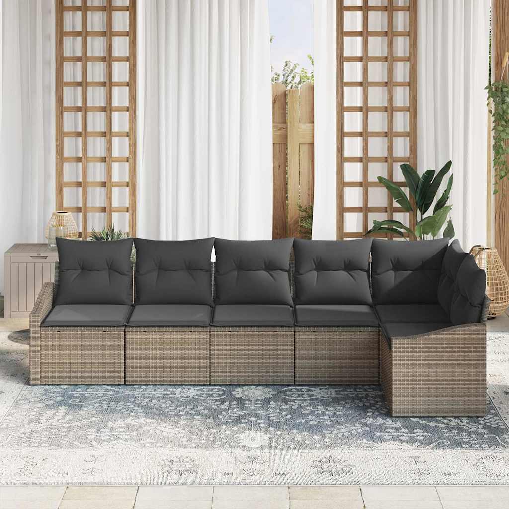 Tuinbankenset 6 st Grijs poly rattan