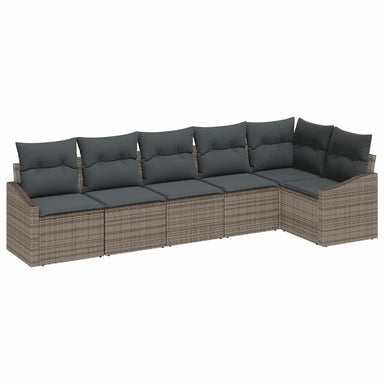 Tuinbankenset 6 st Grijs poly rattan
