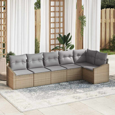 Tuinbankenset 6 st Beige en Licht Grijs poly rattan