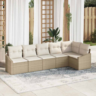Tuinbankenset 6 st Beige en Wit poly rattan