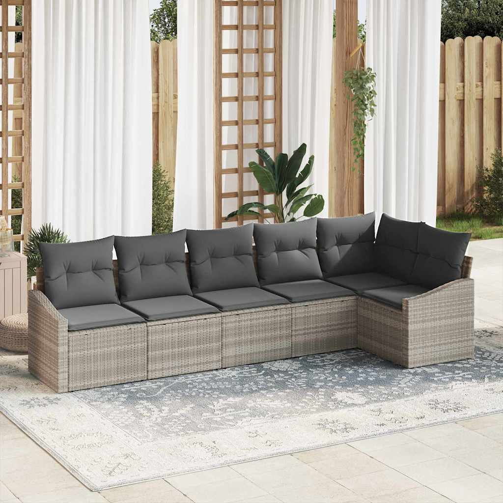 Tuinbankenset 6 st Lichtgrijs poly rattan
