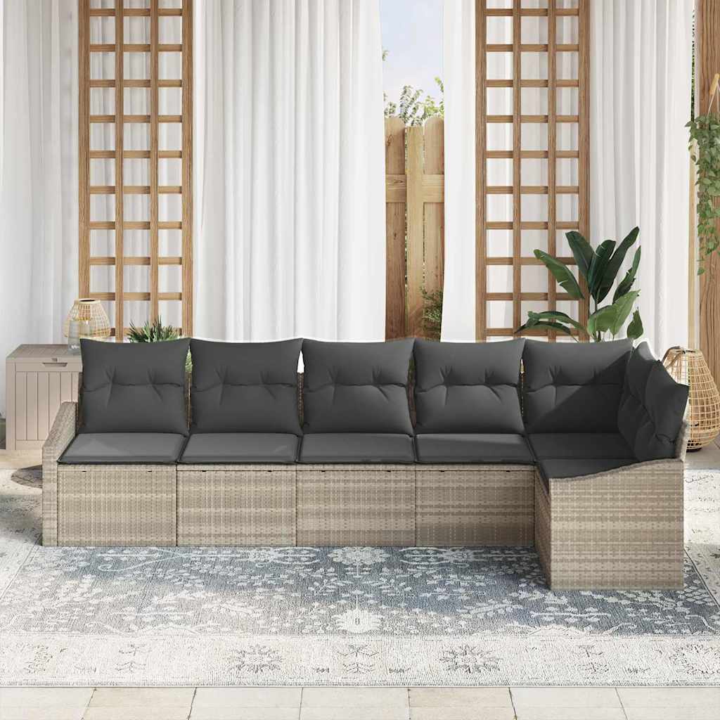 Tuinbankenset 6 st Lichtgrijs poly rattan