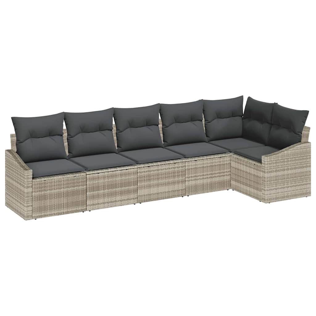 Tuinbankenset 6 st Lichtgrijs poly rattan