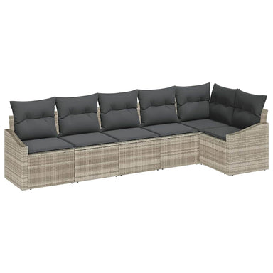 Tuinbankenset 6 st Lichtgrijs poly rattan