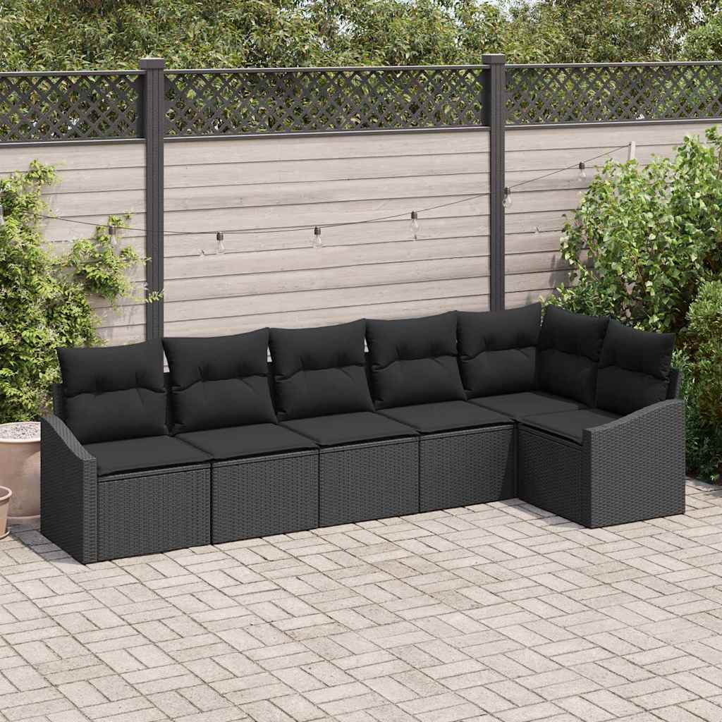 Tuinbankenset 6 st Zwart poly rattan