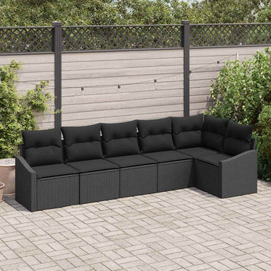 Tuinbankenset 6 st Zwart poly rattan