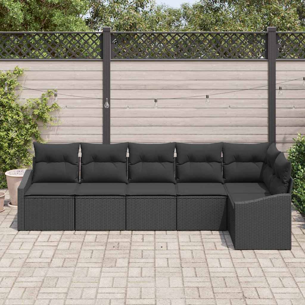 Tuinbankenset 6 st Zwart poly rattan