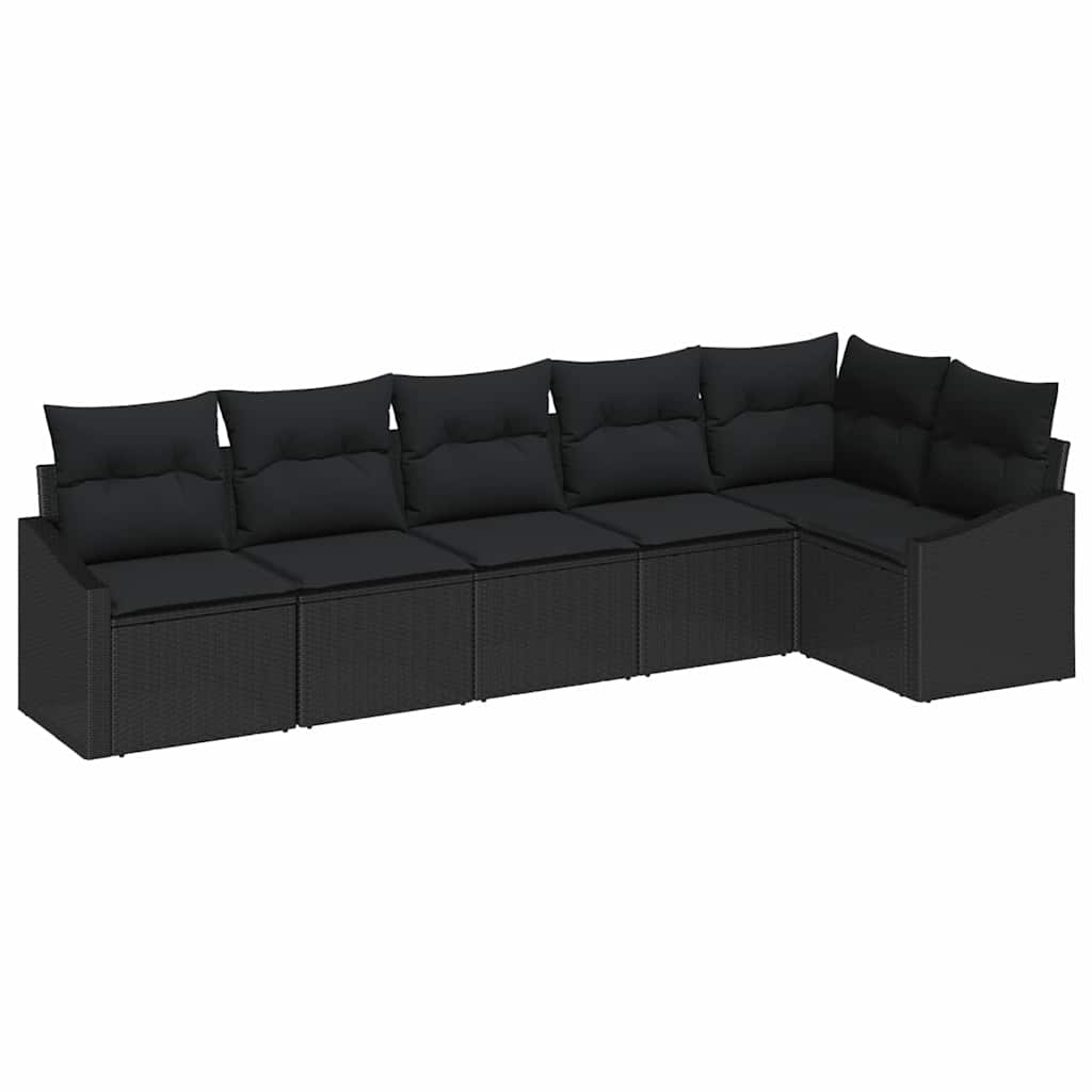 Tuinbankenset 6 st Zwart poly rattan