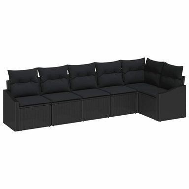 Tuinbankenset 6 st Zwart poly rattan