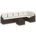 Tuinbankenset 7 st Bruin en Crème poly rattan