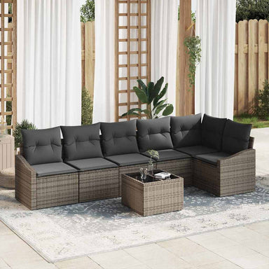 Tuinbankenset 7 st Lichtgrijs poly rattan
