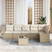 Tuinbankenset 7 st Beige en Crème poly rattan