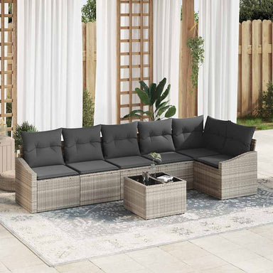 Tuinbankenset 7 st Lichtgrijs poly rattan