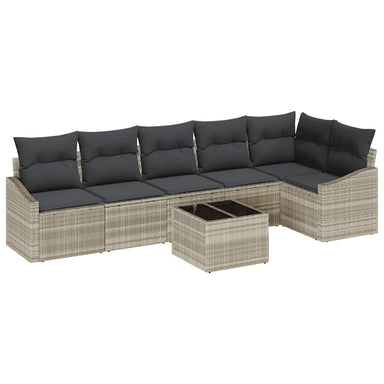 Tuinbankenset 7 st Lichtgrijs poly rattan