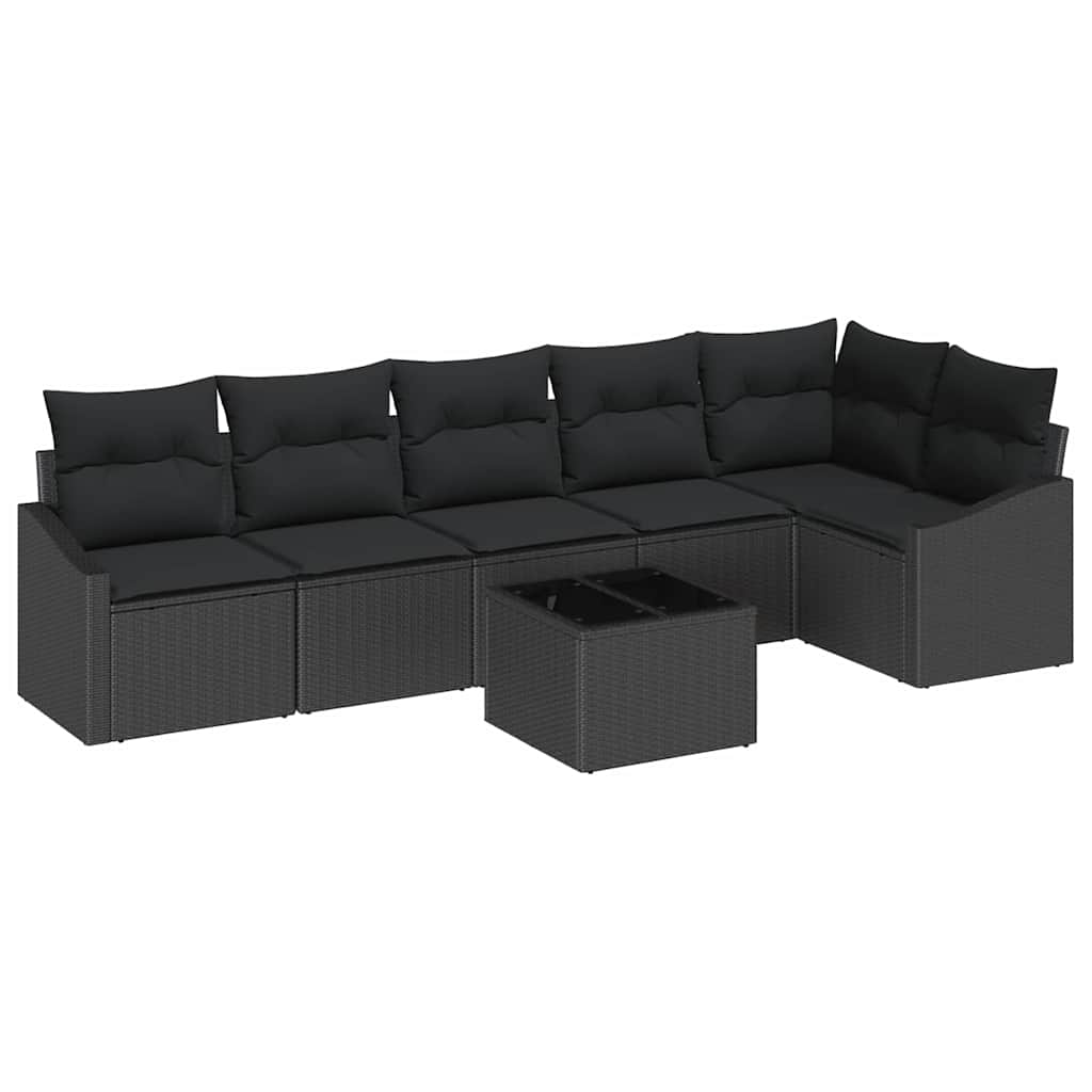 Tuinbankenset 7 st Zwart poly rattan