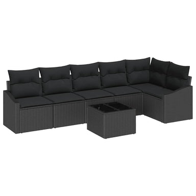 Tuinbankenset 7 st Zwart poly rattan