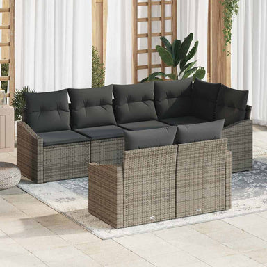 Tuinbankenset 7 st Grijs poly rattan